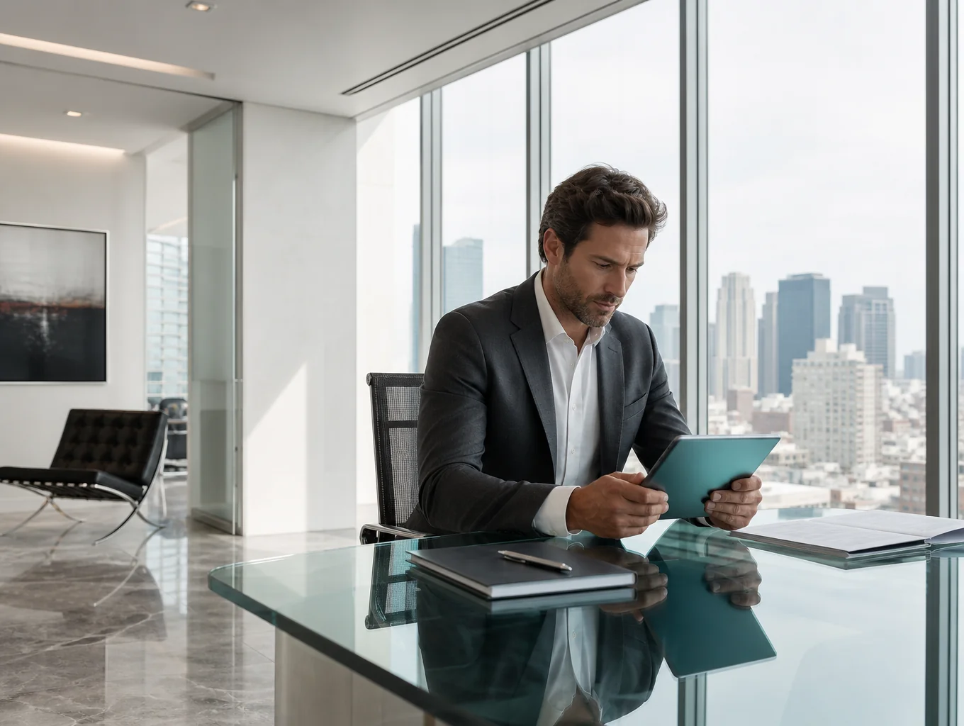 Black fractional executive reviewing personal investment allocations and business distributions