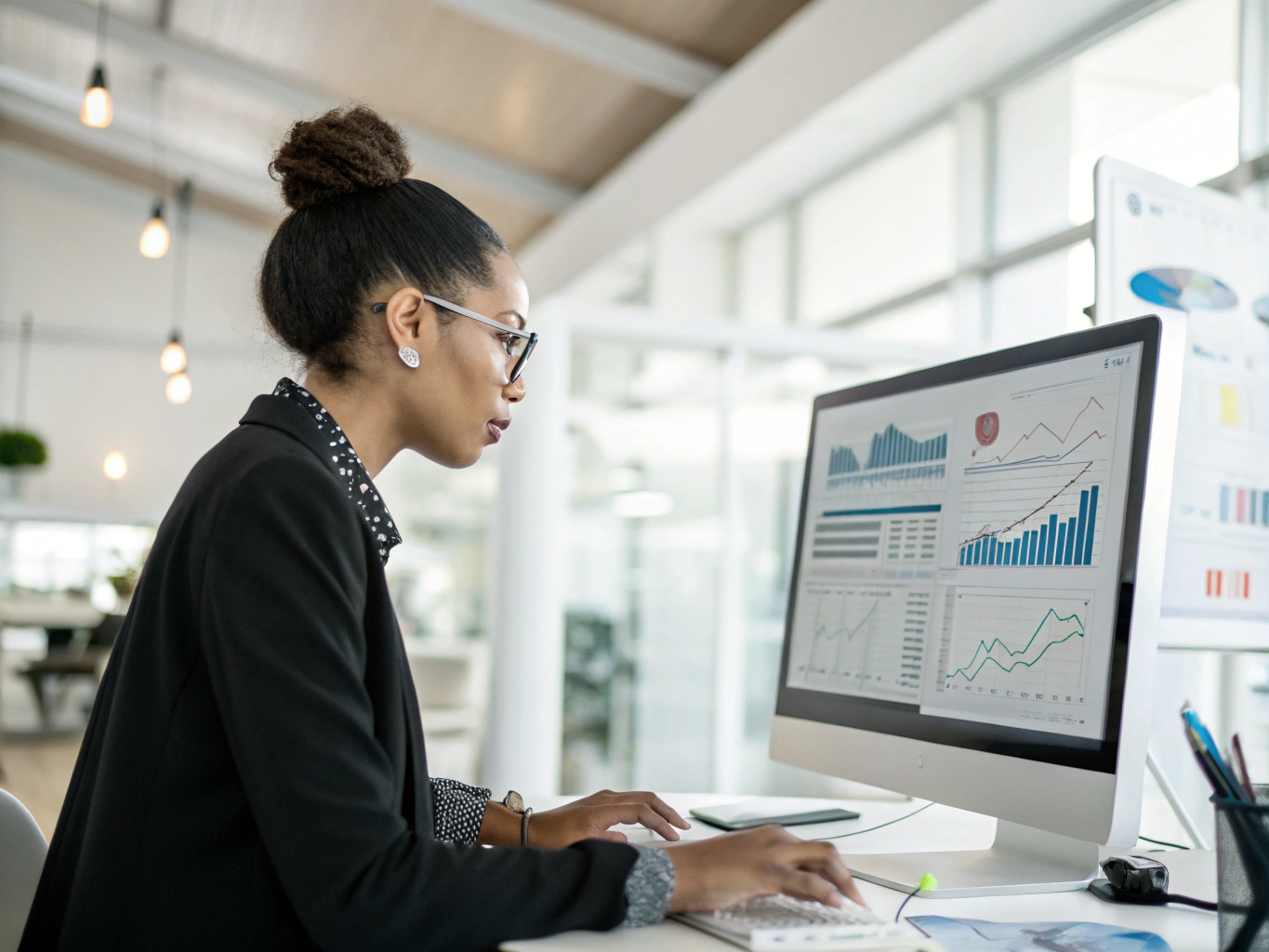 Black female strategy consultant presenting financial roadmap to executive client in modern office