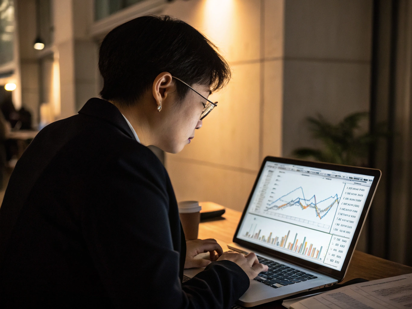 Black female strategy consultant reviewing business financial performance in a bright modern office