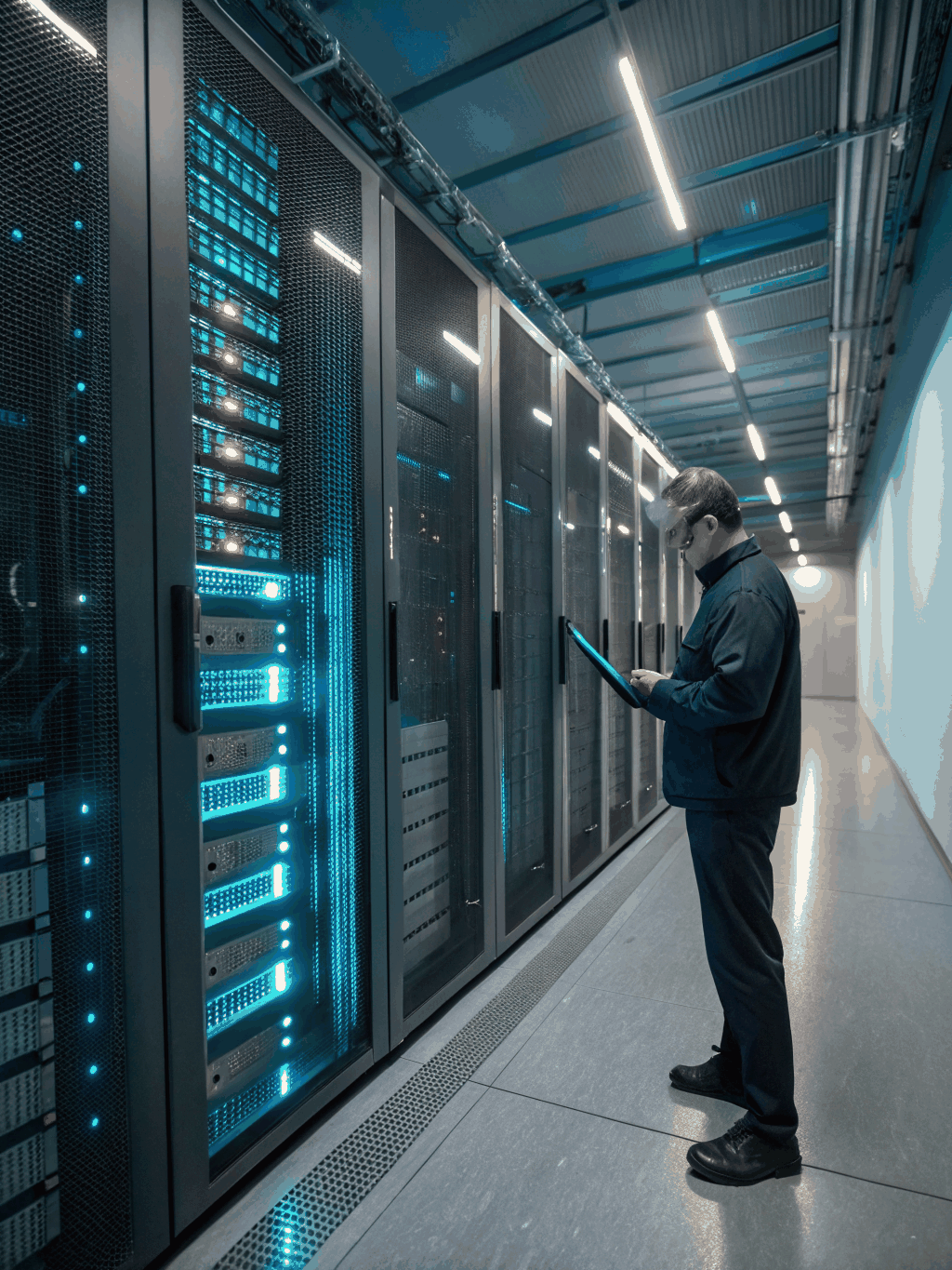 Black IT infrastructure consultant analyzing cloud operations and network diagnostics