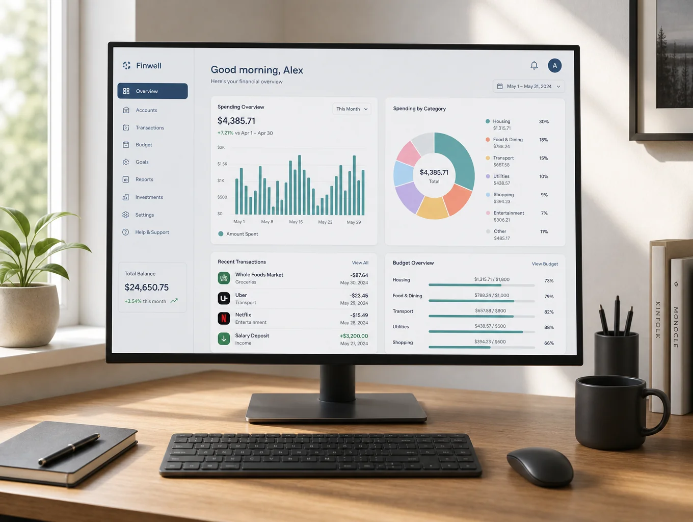 Clean AccuFirm financial operating system dashboard