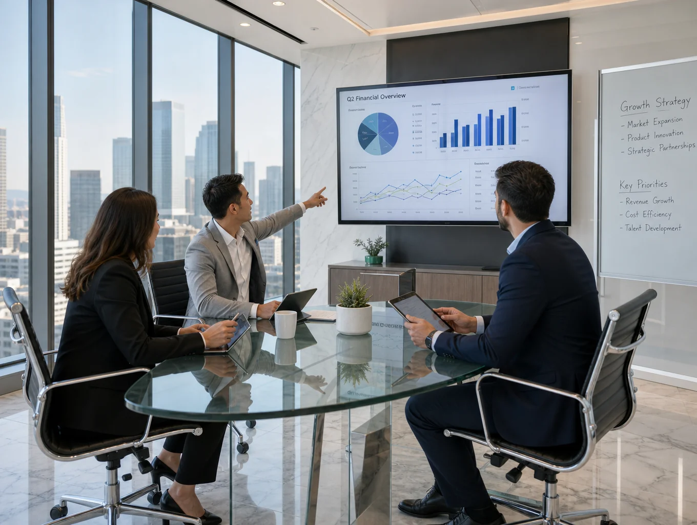 Thriving professional service firm partners in high-energy client strategy review